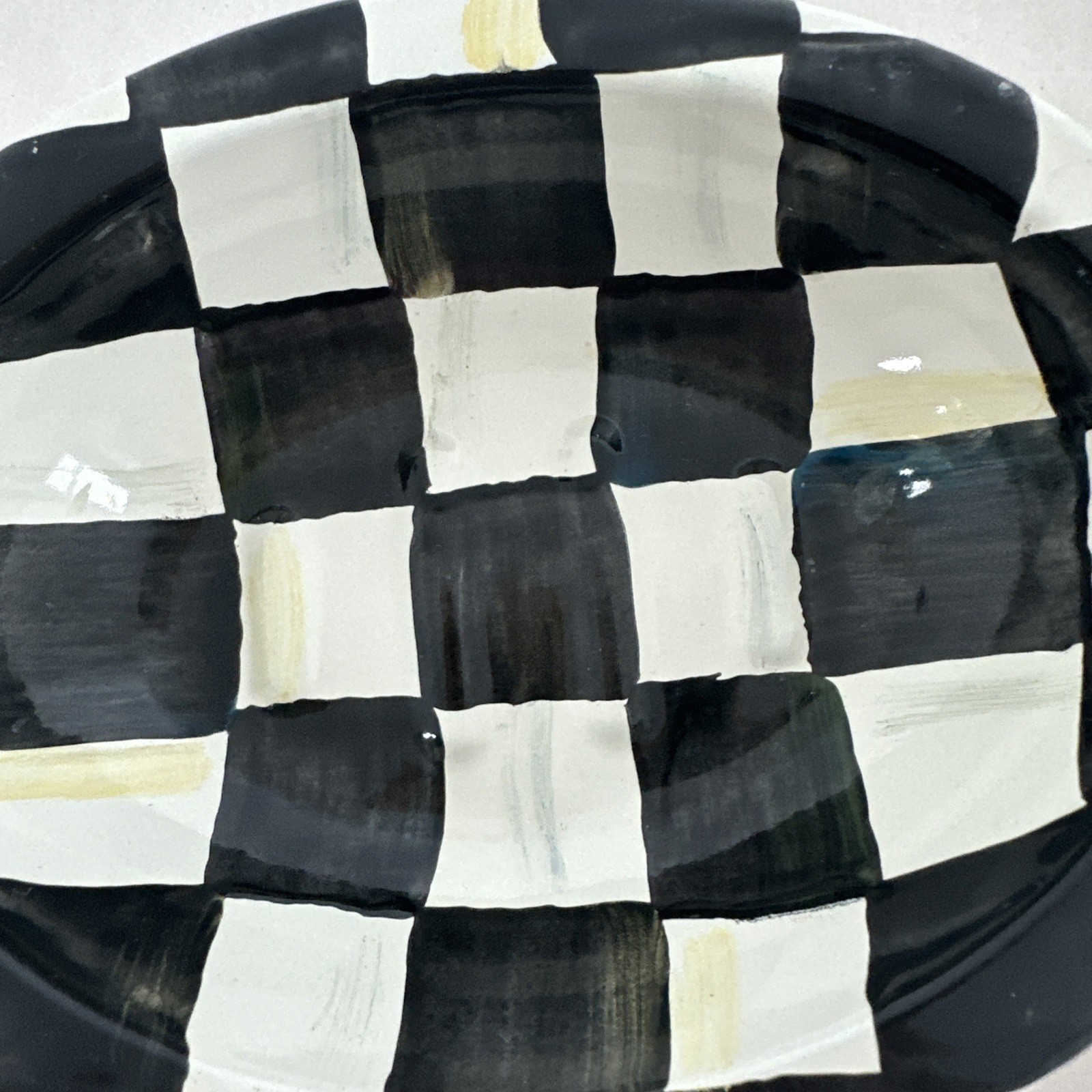 MacKenzie-Childs Courtly Check Steel Soap Dish Black White Bathroom Decor