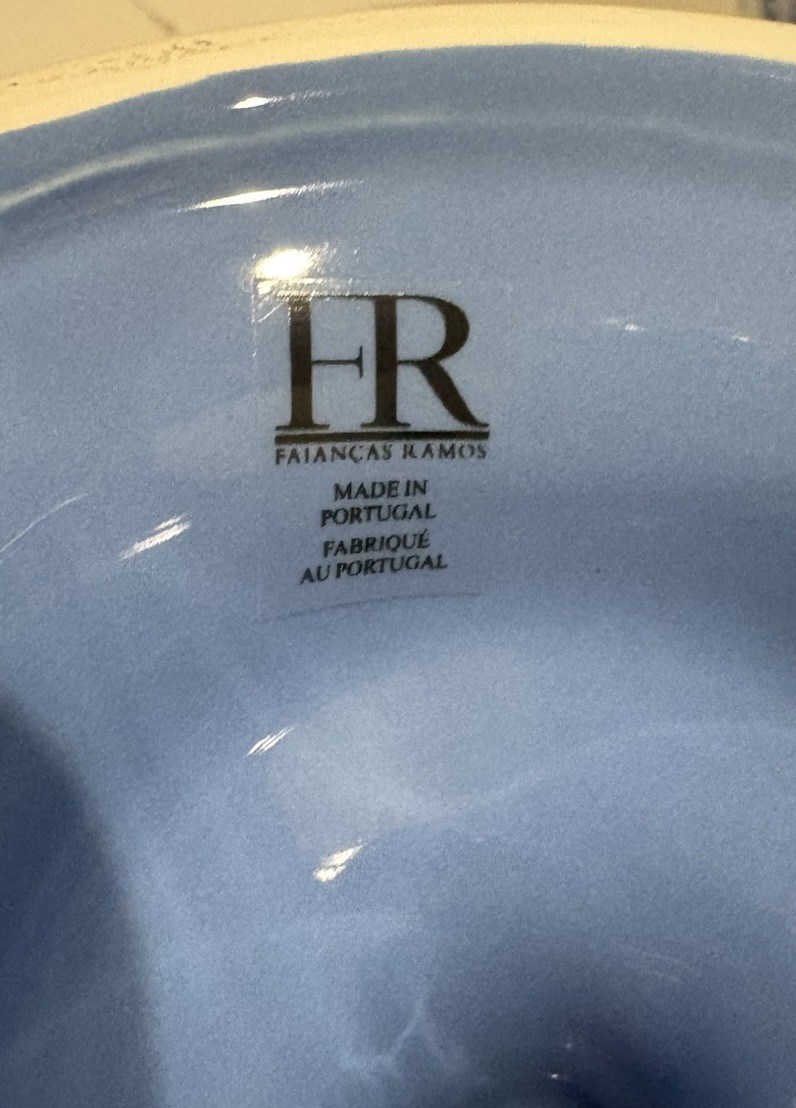 Lt Blue Faiancas Ramos Cake Stand 5.5” Tall 6.25” Wide Made In Portugal