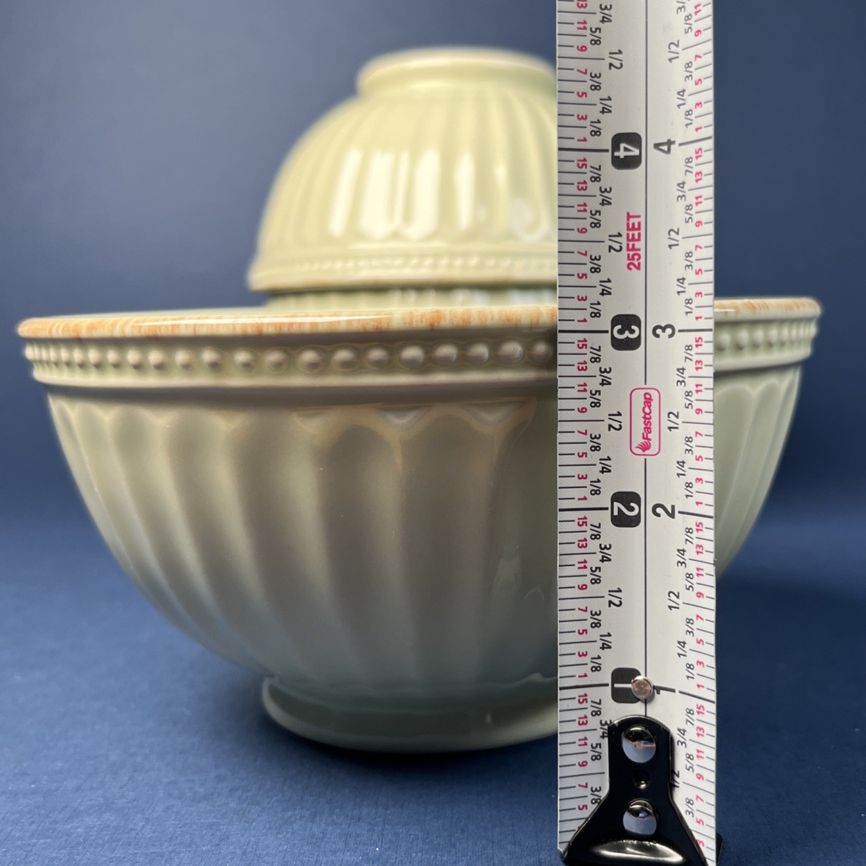 Lenox French Perle Pistachio Groove Soup Cereal Bowls Set of 5