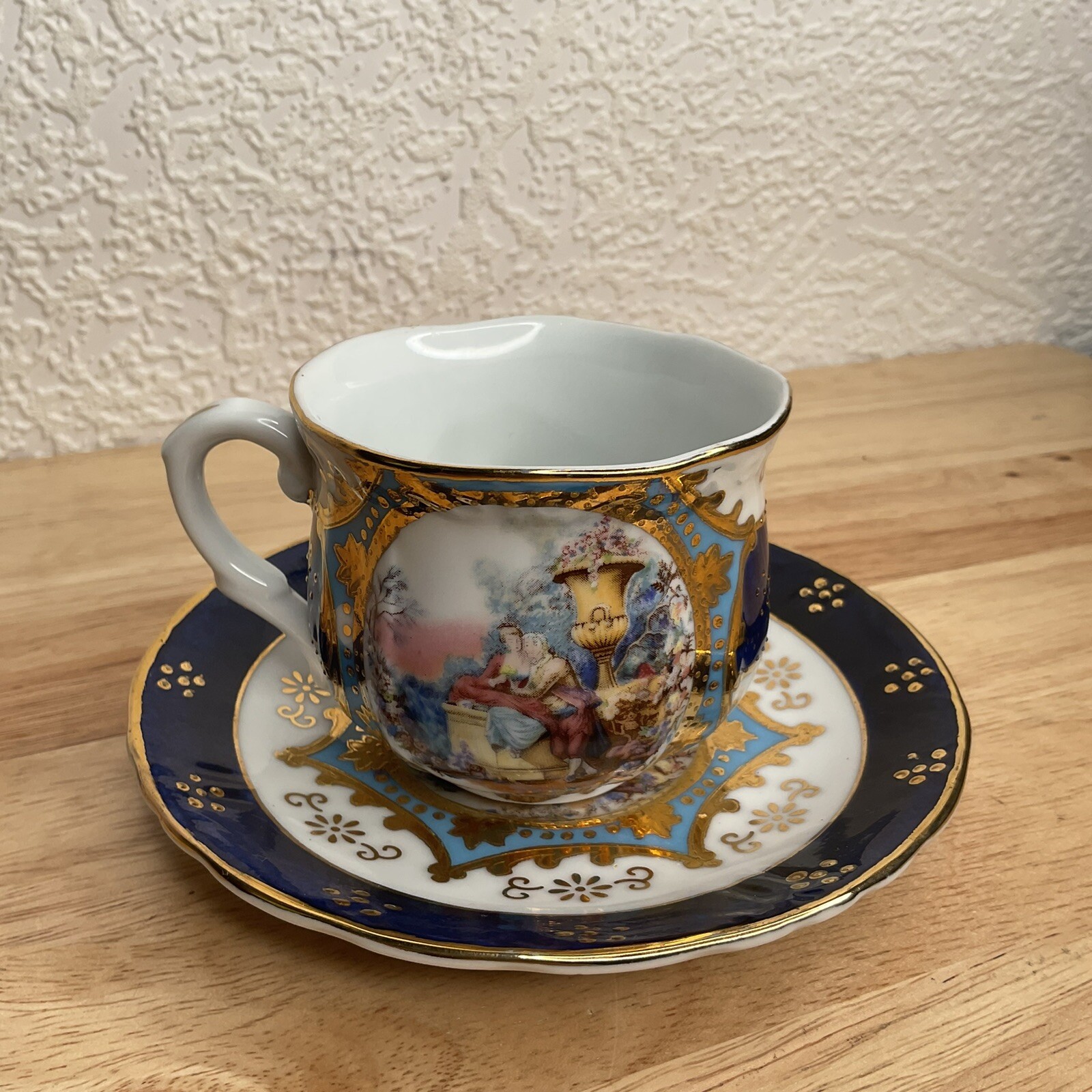 Vtg Limoges China Imperial Porcelain CobaltBlue Cup Saucer Replacement Rare Find