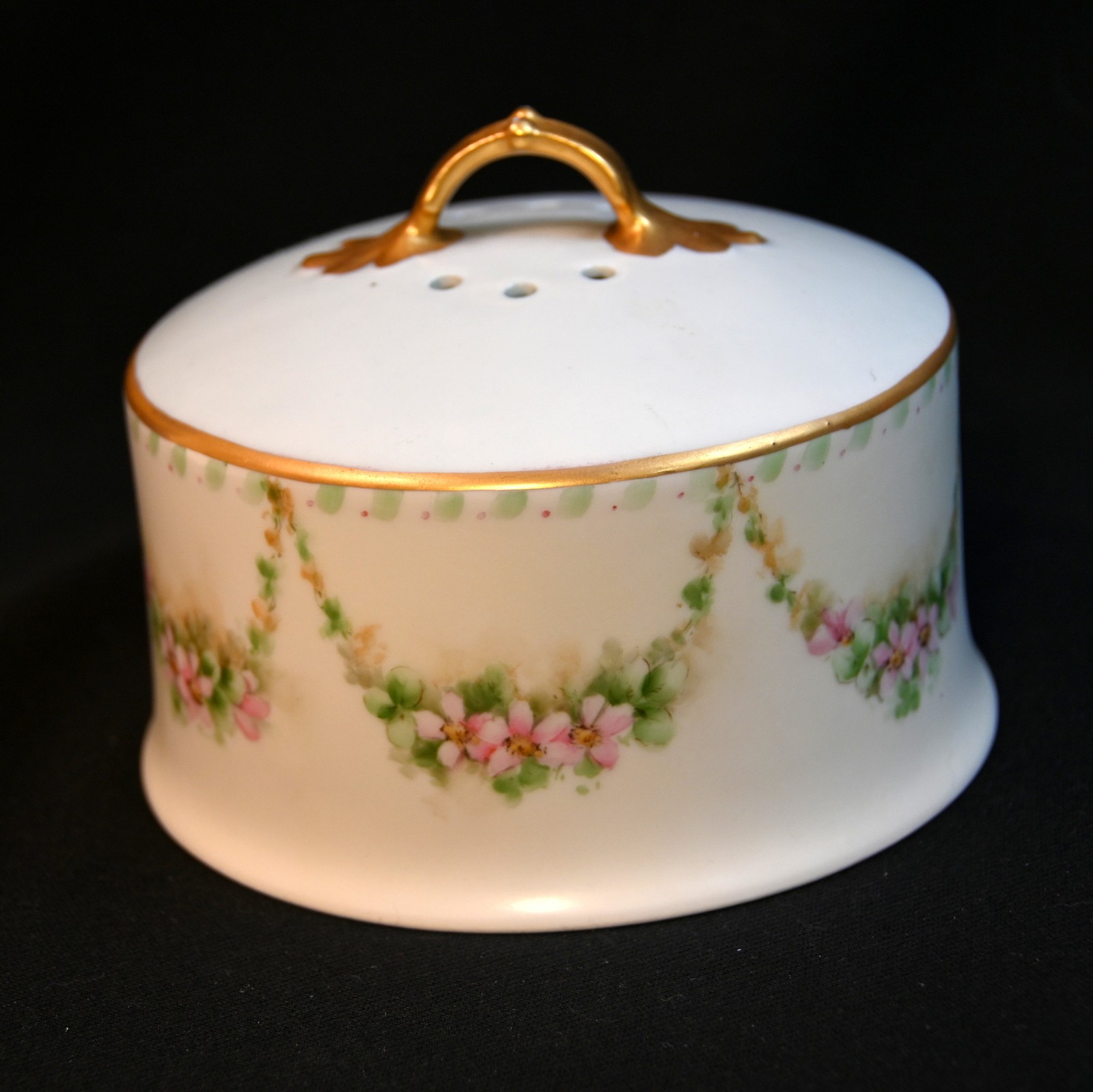 Limoges Latrille Freres Pancake/Crepe Server HandPainted Rose Garlands 1899-1913
