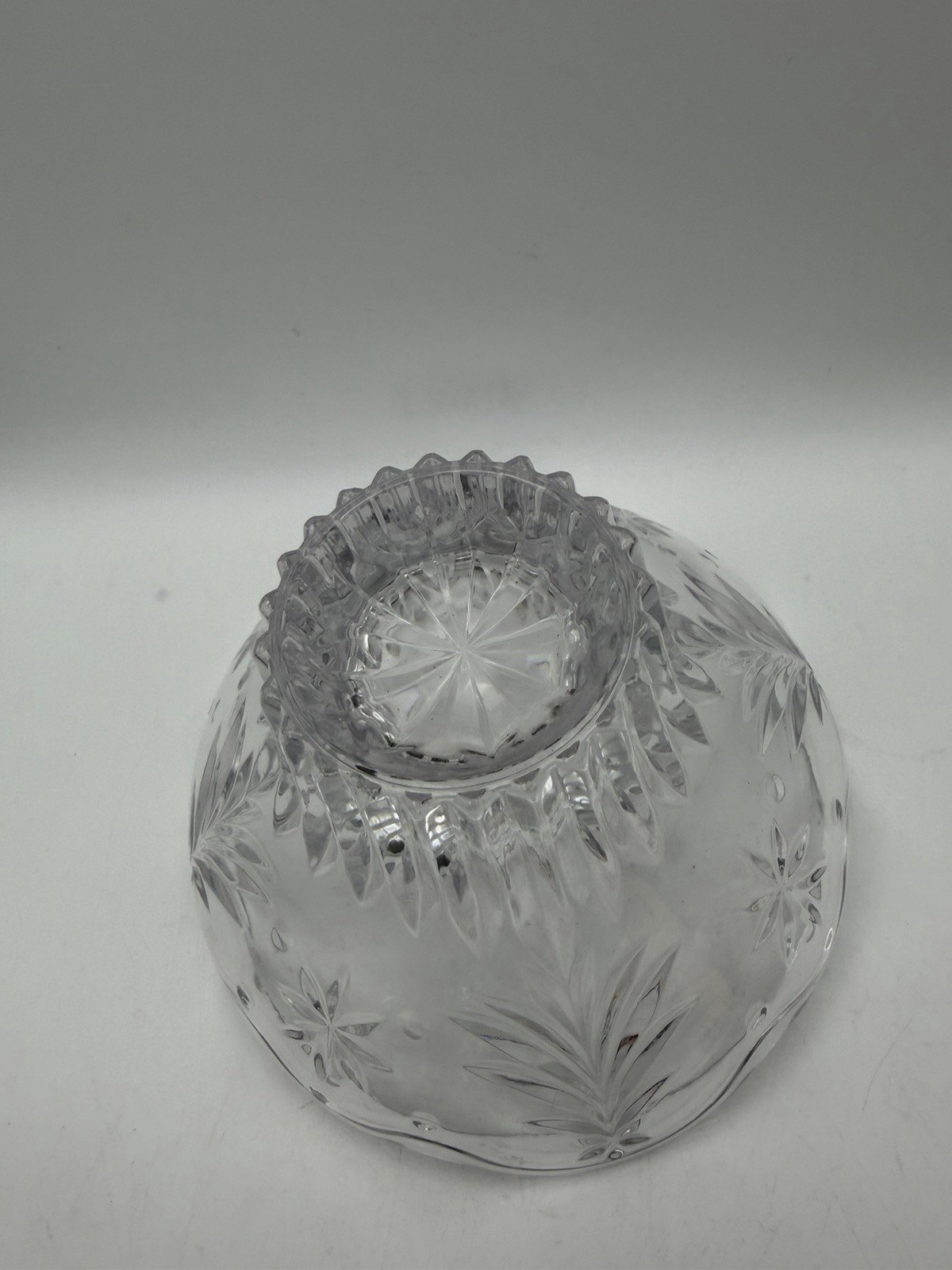 Vintage Clear Pressed Glass Footed Candy Dish Bowl Scalloped Rim