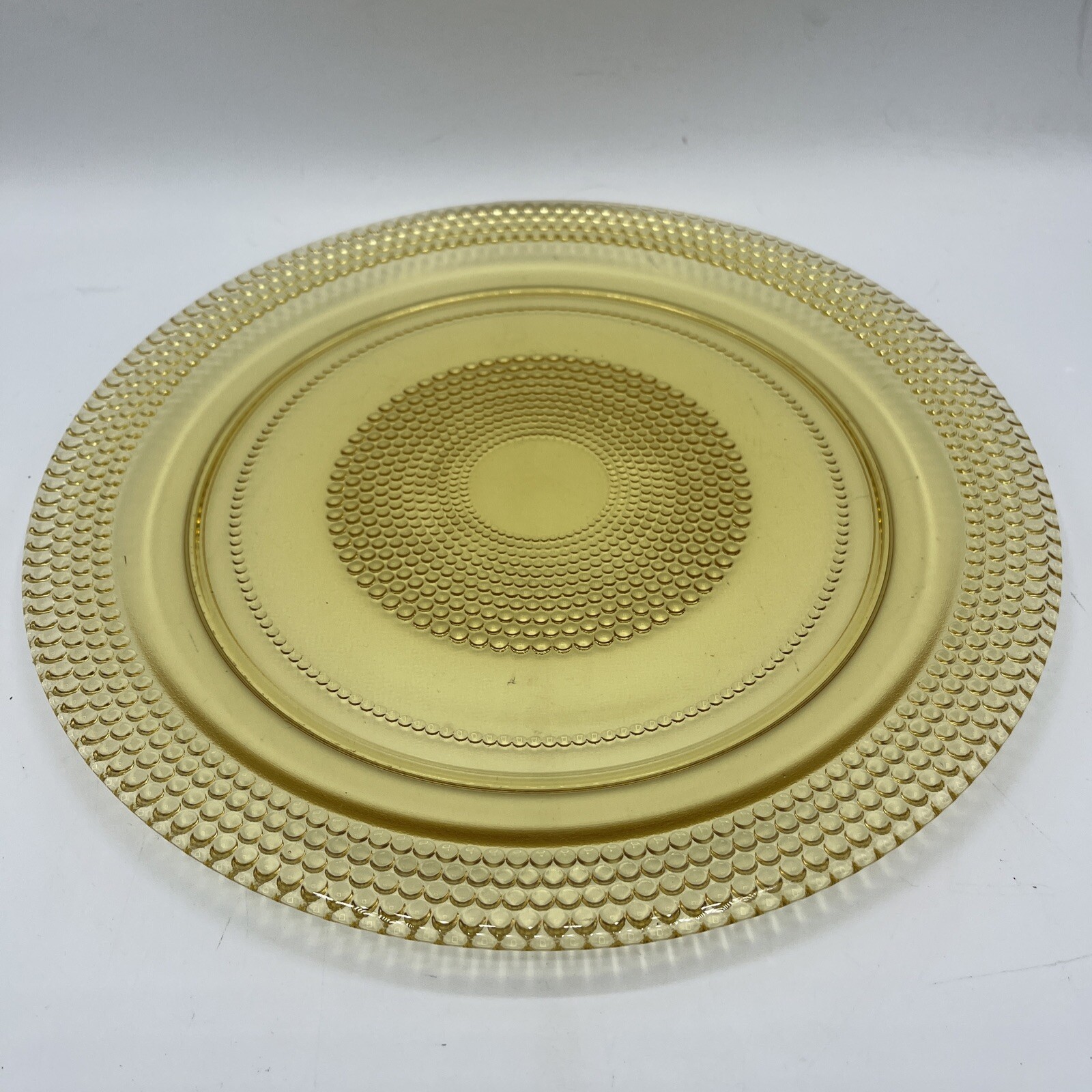 Vintage Mid Century Modern Twelve Piece Textured Amber Glass Plate & Cup Set