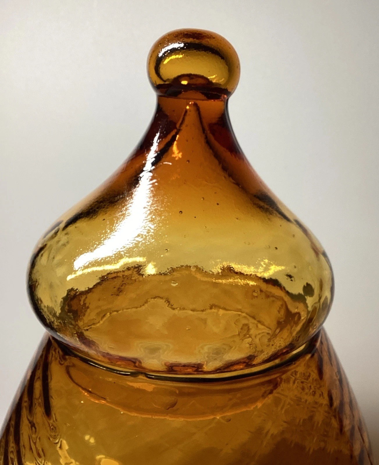 Vintage Italian Empoli Amber Glass Apothecary Candy Compote Jar