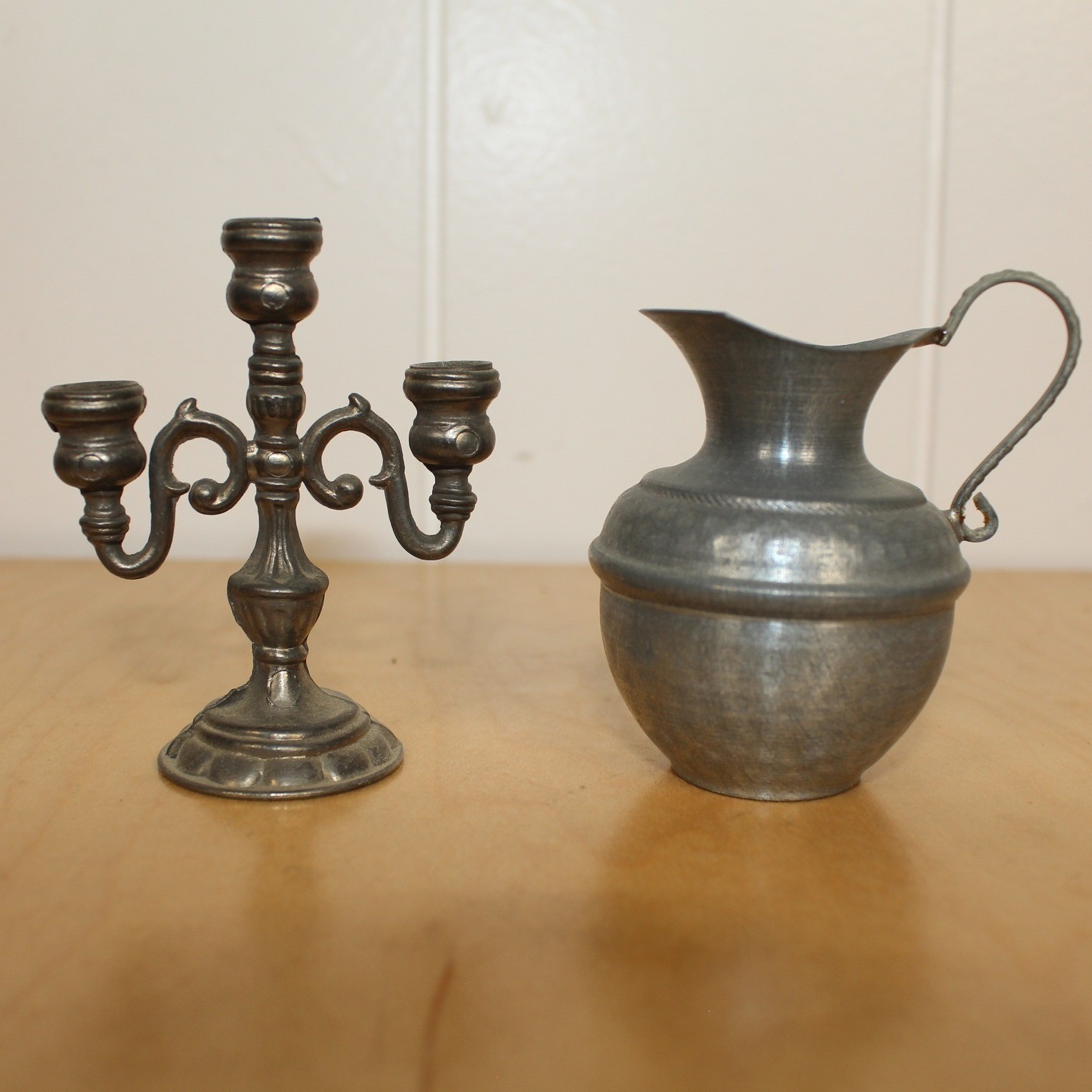 Peltron Italy Vintage Miniature Pewter Pitcher JUG & Candle Holder
