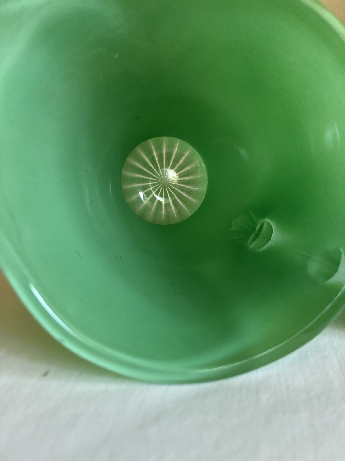 Vintage Hazel Atlas Platonite Green Jadeite Style Milk Glass Creamer 1940’s