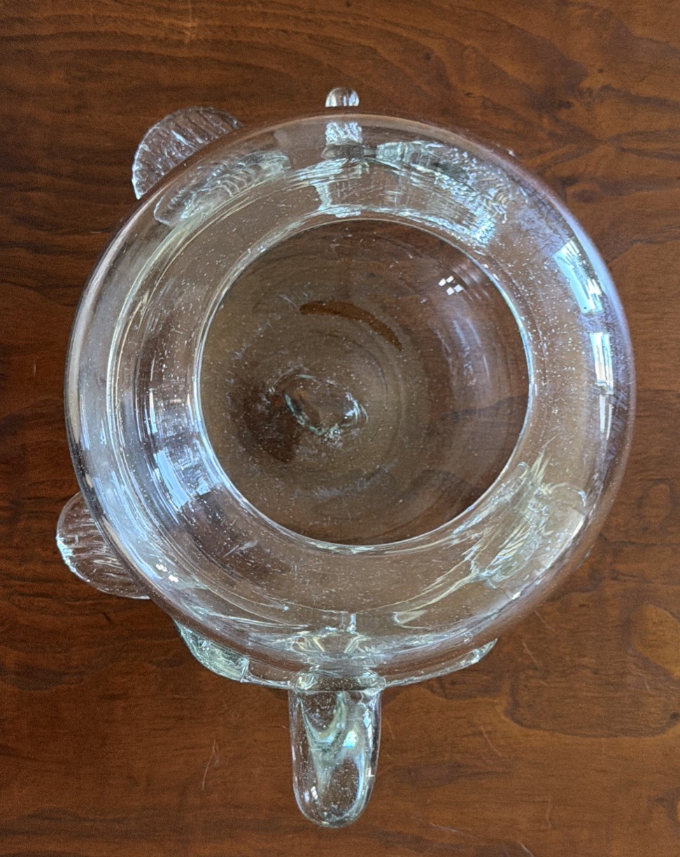Mexican Hand Blown Clear Green Glass Sea Turtle Bowl Terrarium Beta Goldfish