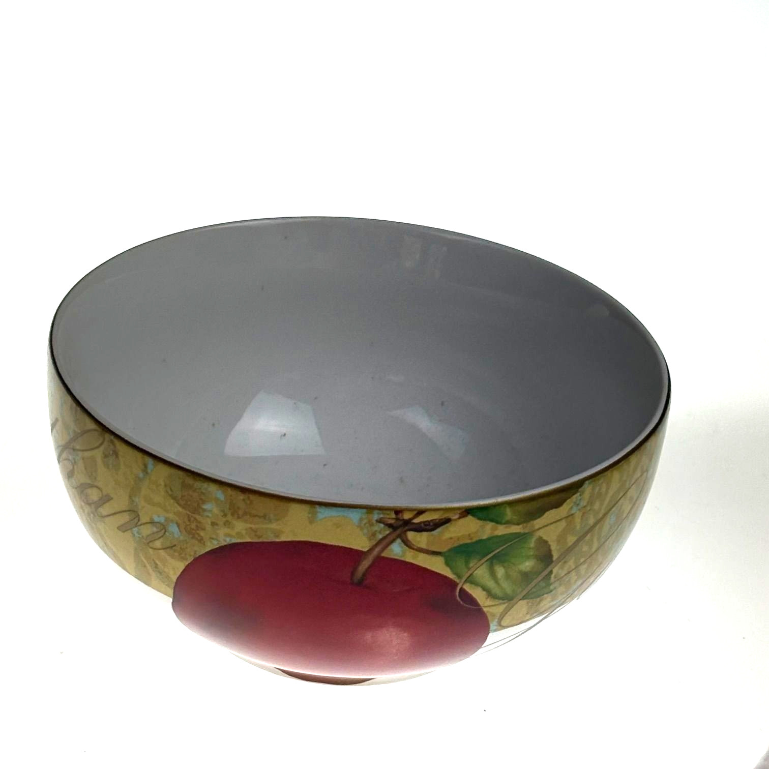 222 Fifth Fruit Renaissance Fine China Cereal Bowls Set 7 Peach Apple Pear Plum