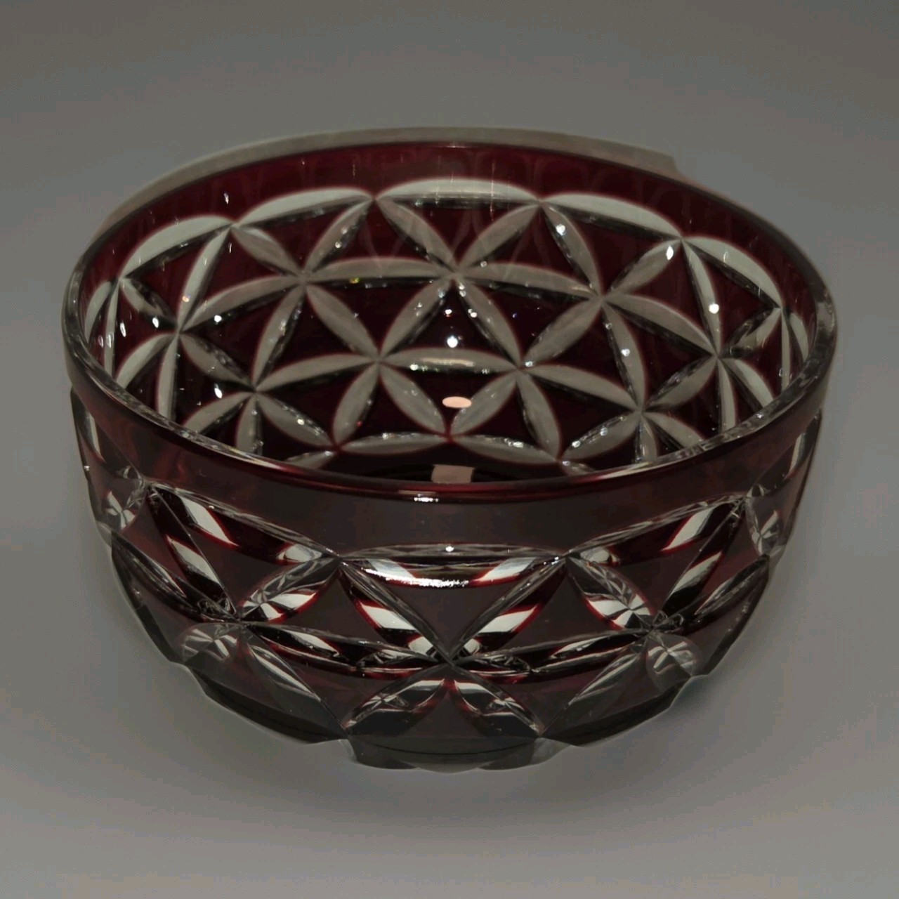 Ruby Red Crystal Bowl Cut To Clear Small Serving Side Dish Candy