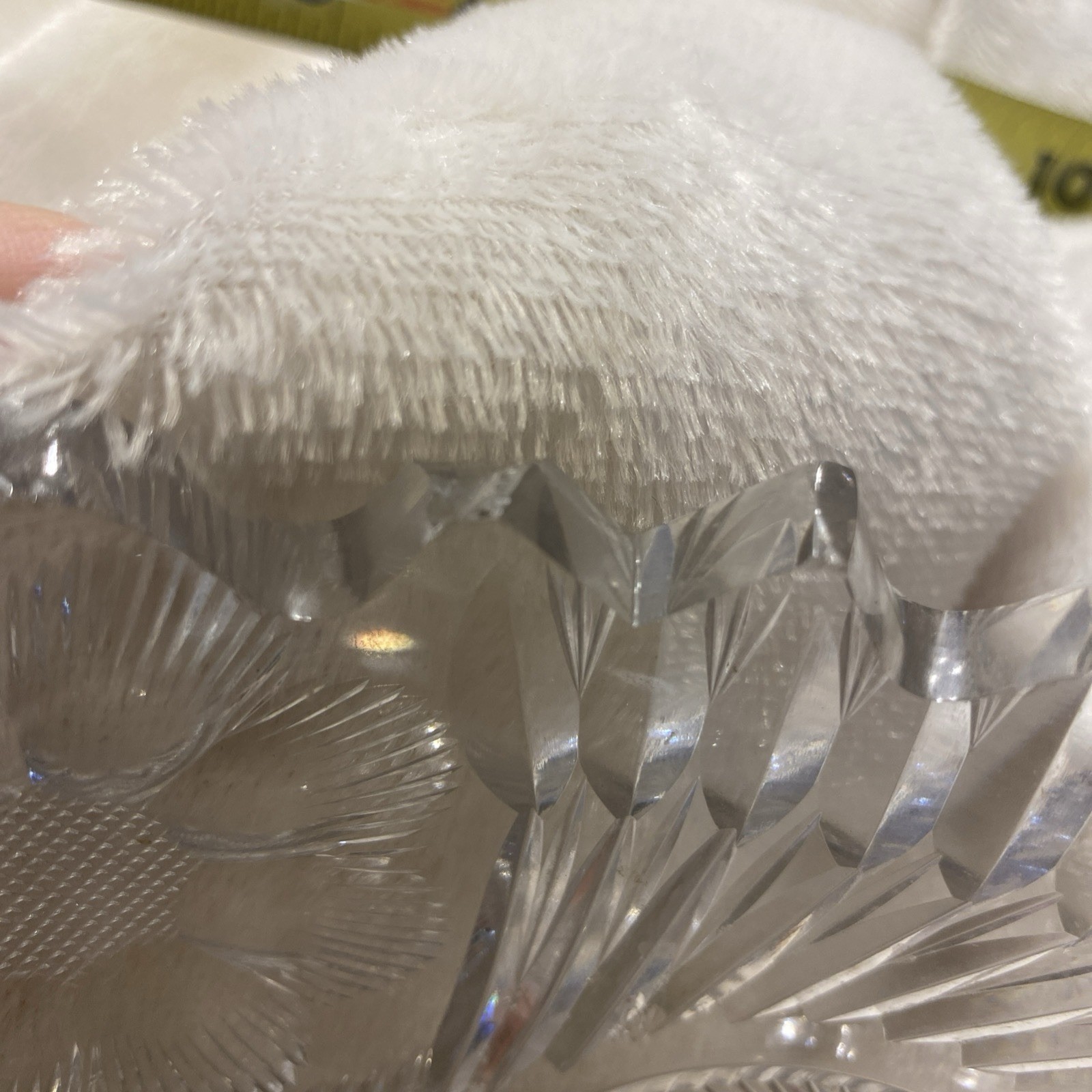 American Brilliant Cut Glass Bowl Flower Patterns Vintage, 3 3/4″ High * See Pic