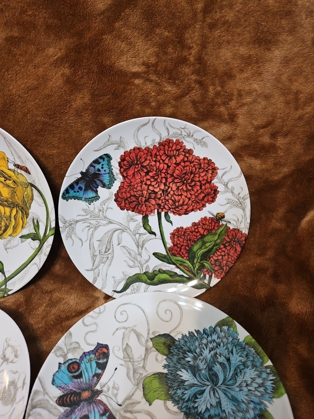 Pier 1 Imports Butterfly Floral 100% Melamine Salad Plates Round 8.5” SET OF 4