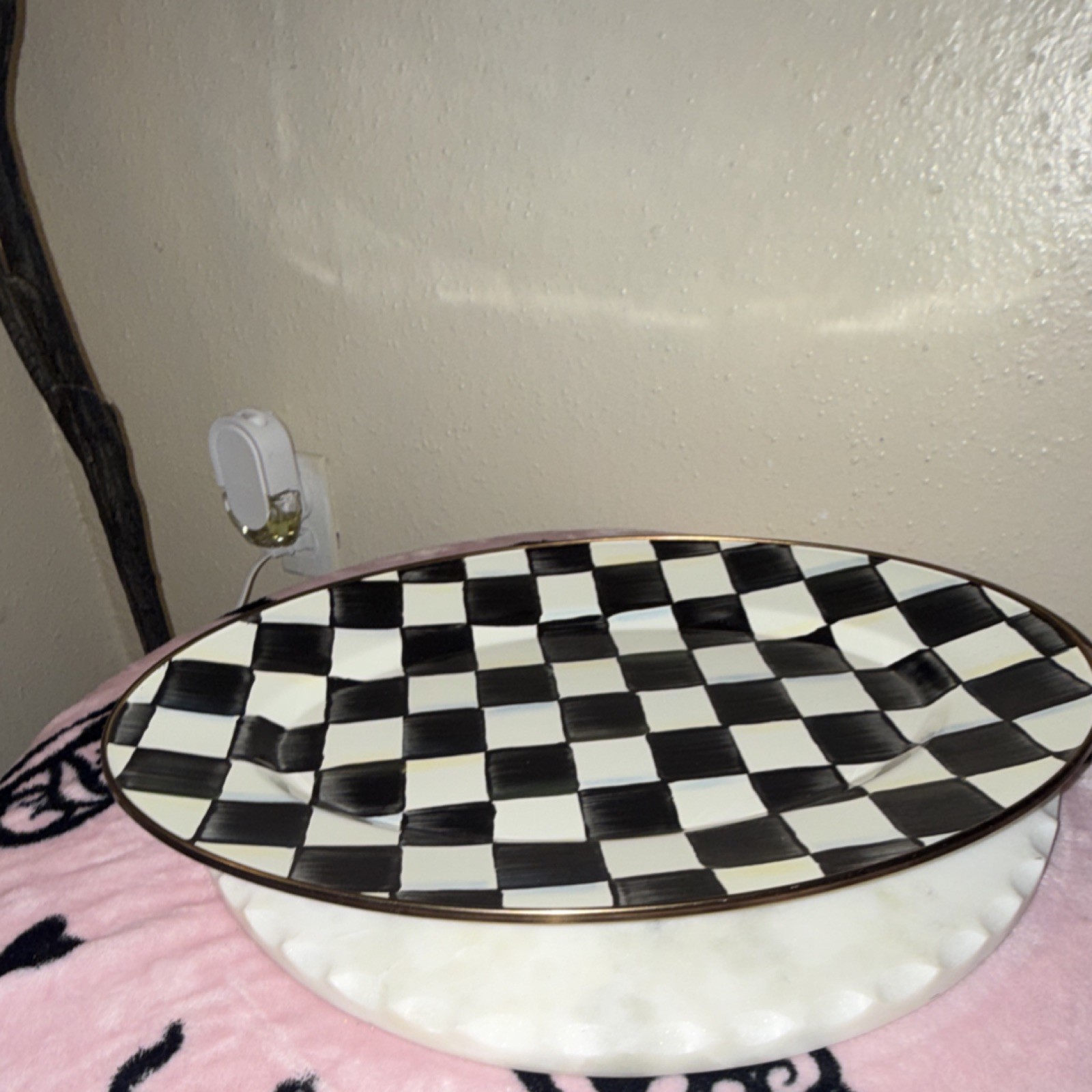 MacKenzie-Childs Courtly Check Oval Platter Ceramic Black White Checked 89270-40