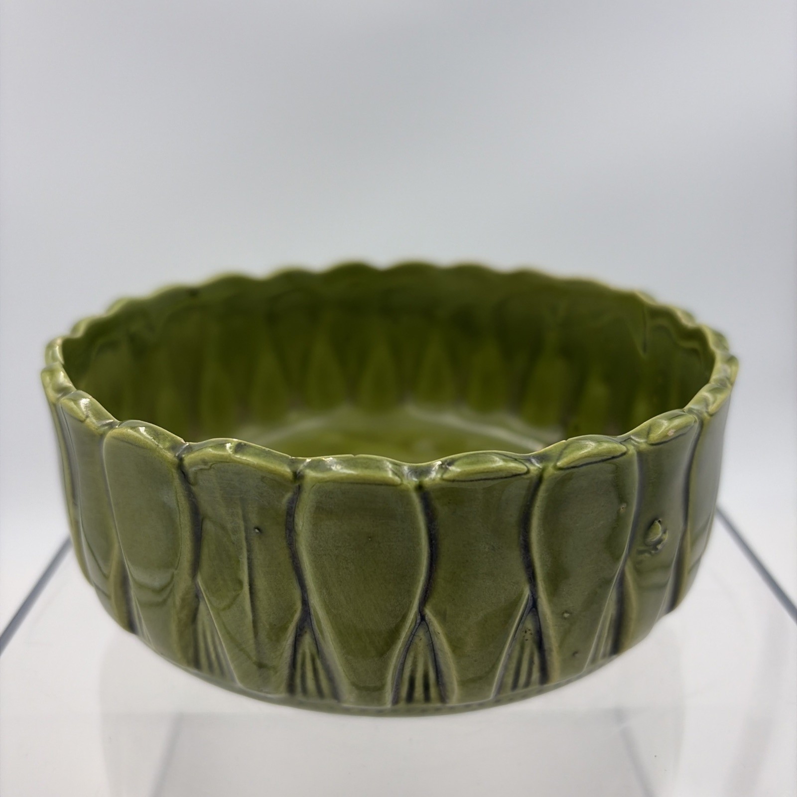 Decorative Olive Green Bowl Made In Japan. 5 1/2 Inches Wide By 2 1/2 Tall.