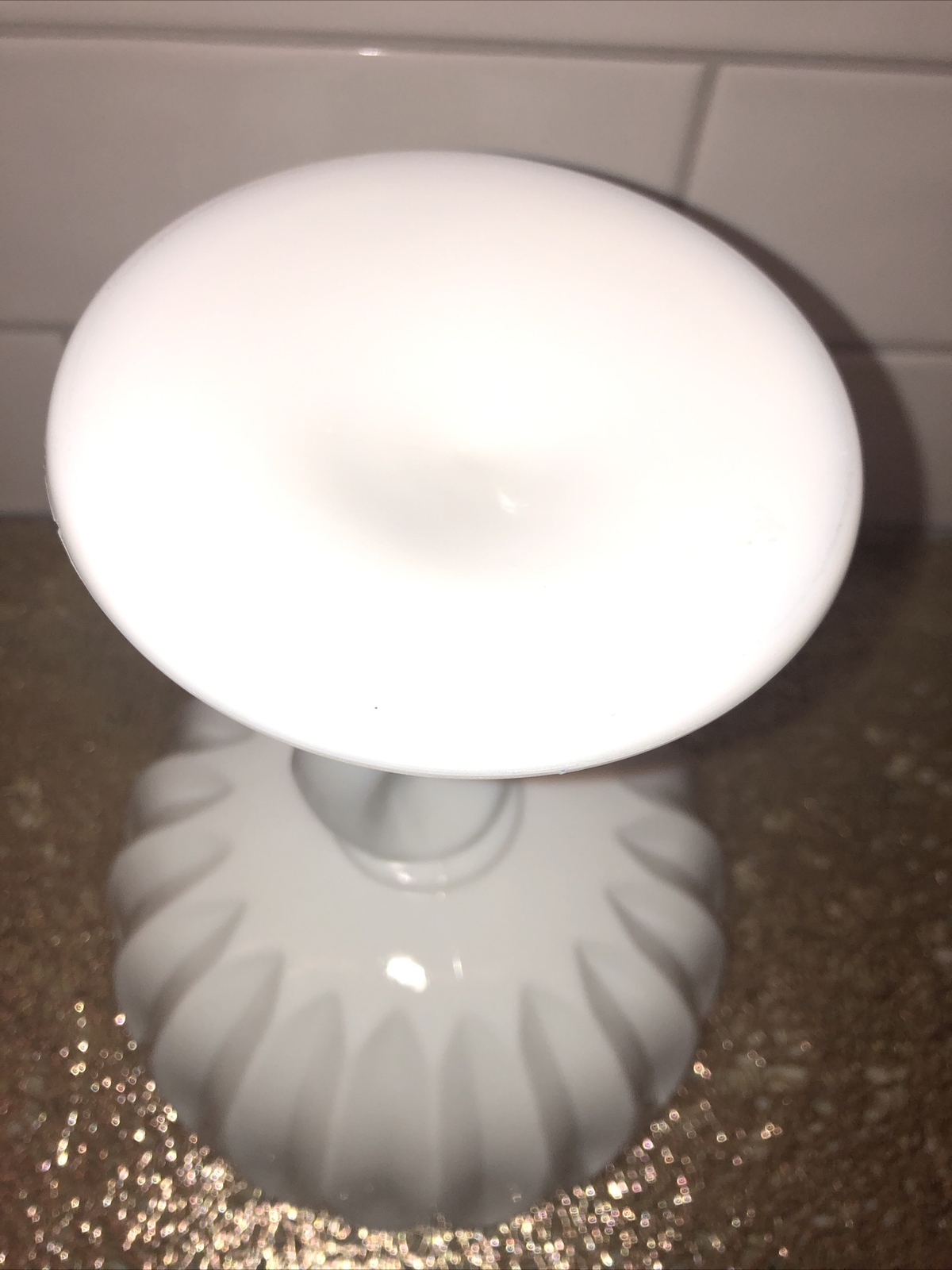 Vintage Indiana Milk Glass Large Tulip Pedestal Bowl 6” round 7” Tall Candy Dish