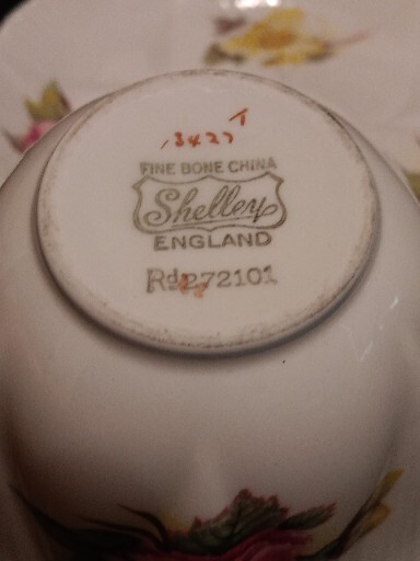 Cup and Saucer SHELLEY, ENGLAND: BEGONIA BONE CHINA 2 piece cup and saucer set
