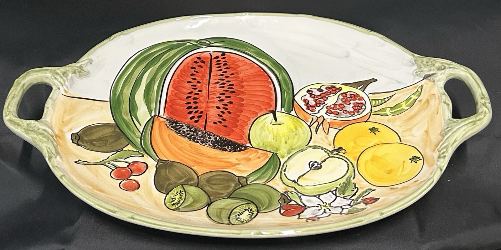 Vintage CWC Jumbo Italian Ceramic Platter Mixed Fruit Tray 26”