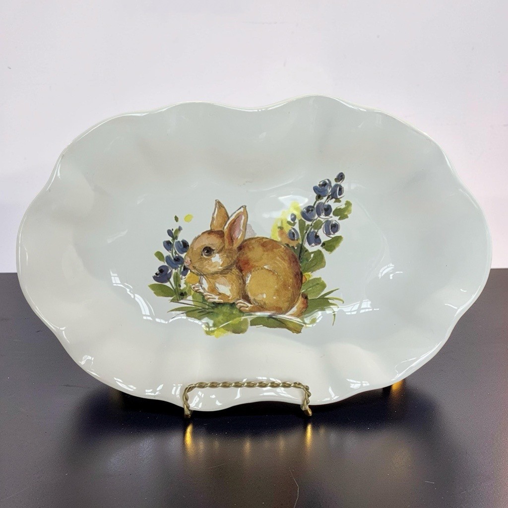 Vintage Valori Home Italian Ceramic Bunny Serving Plate – Easter – Made in Italy
