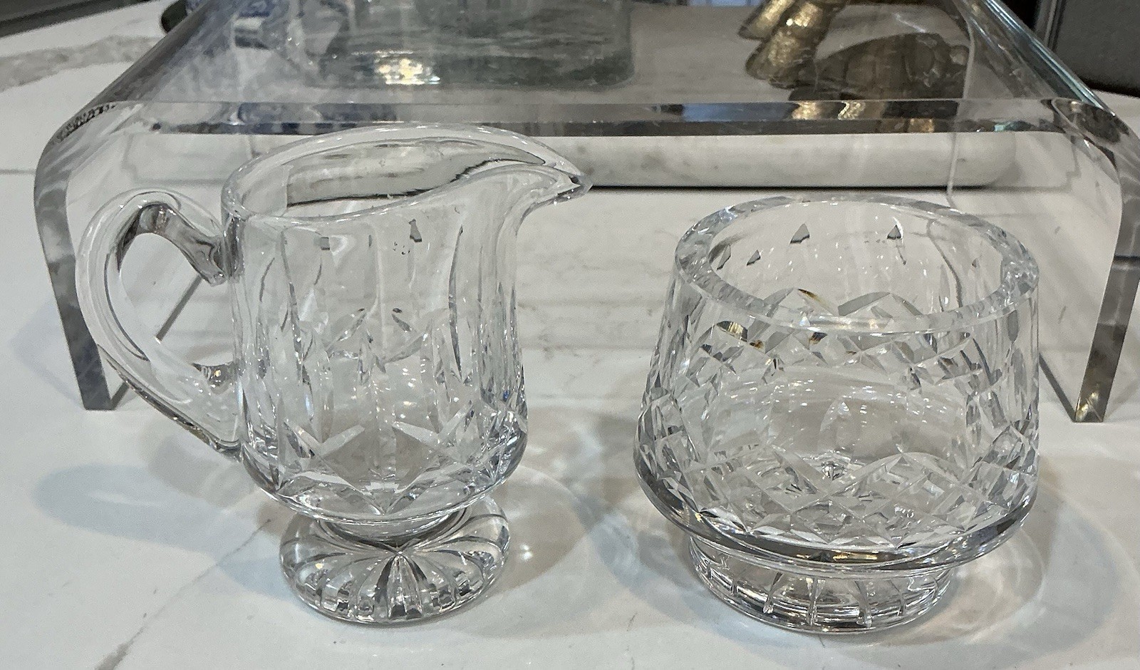 Waterford Crystal Lismore Footed Creamer and Open Sugar Bowl Set. FREE SHIPPING