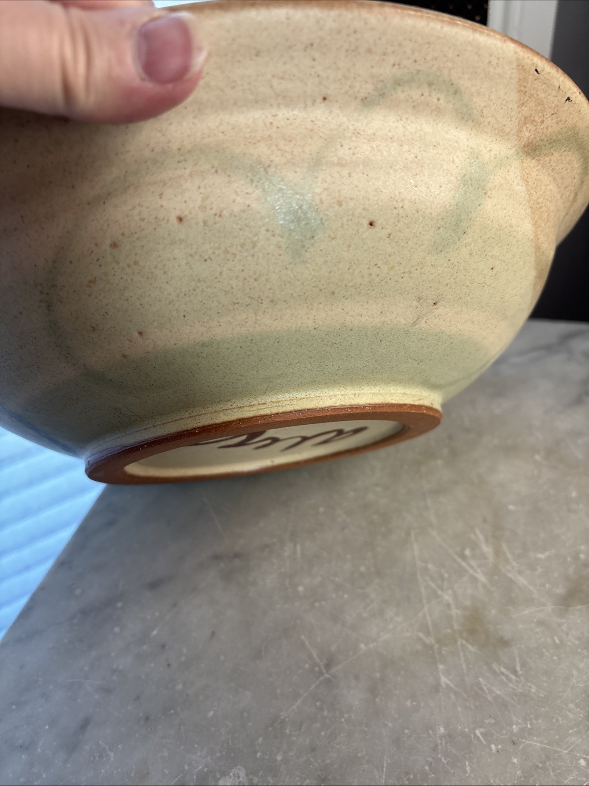 Whimsical Handmade Studio Pottery Bowl-Signed- Dragonfly Motif 11-7/8″ Dia.
