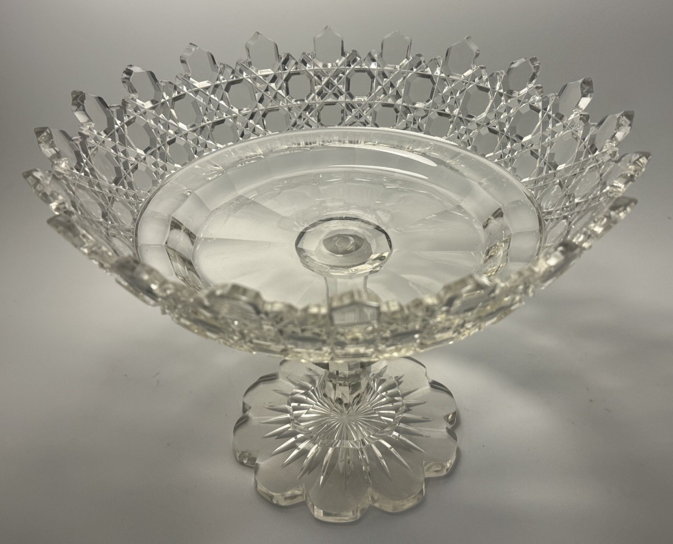 Incredible Rare Antique Anglo Irish Pedestal Fruit Bowl Centerpiece