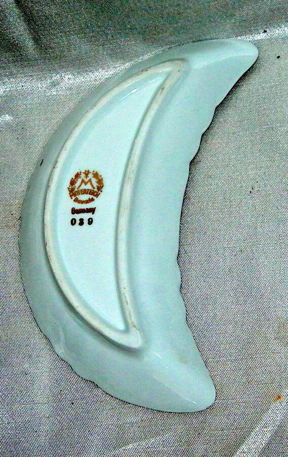 Vintage Mitterteich Bavaria Crescent Bone Dish #098 Floral Pattern