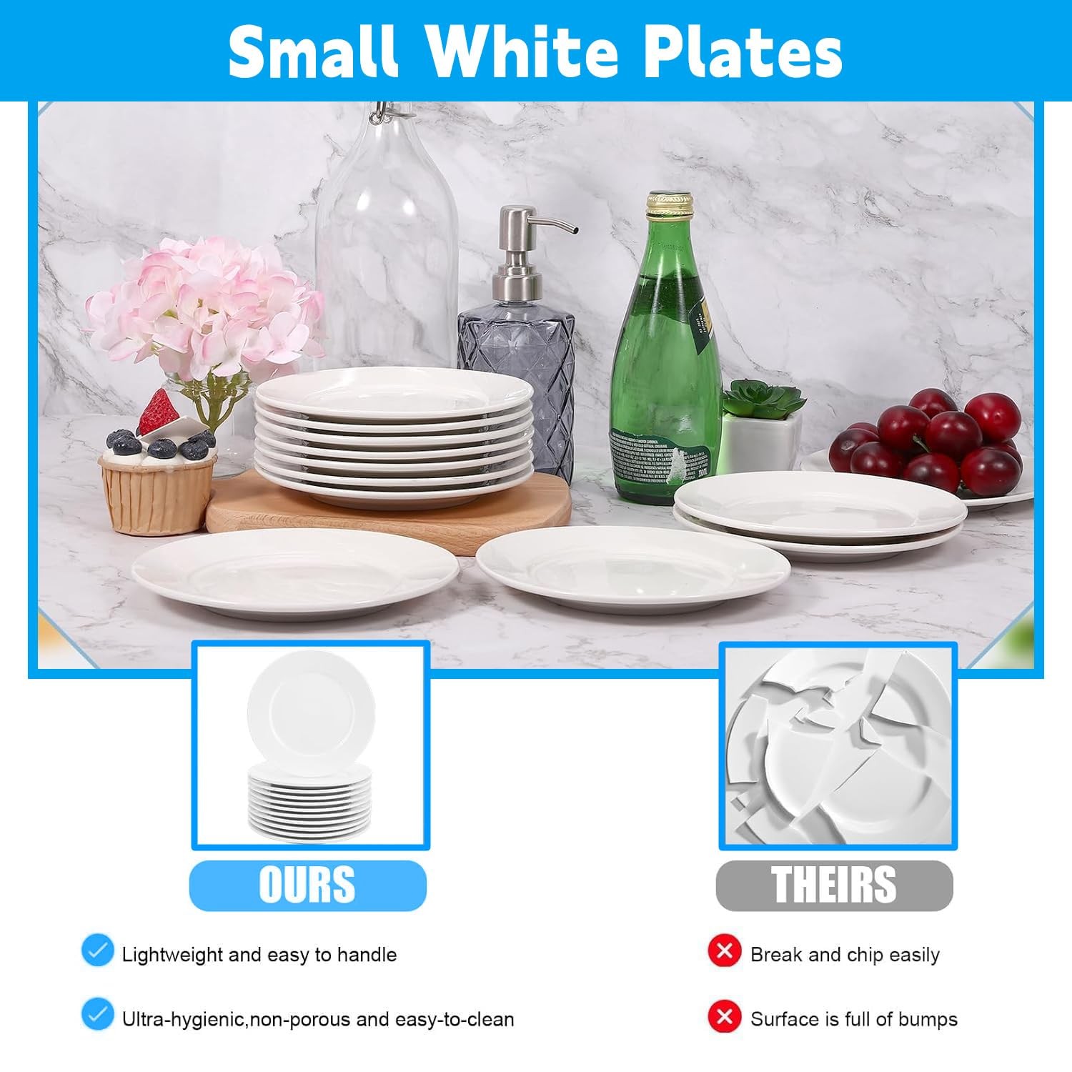 12 Pcs Porcelain Dessert Plates, 6 Inch White Appetizer Plates, Ceramic Salad…