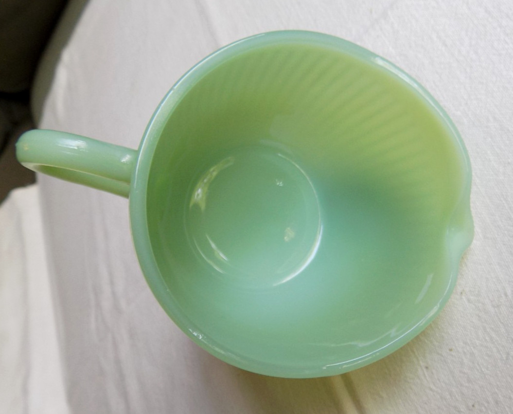 Vintage Fire King Jadeite Green Glass Creamer & Cup and Saucer Jadite