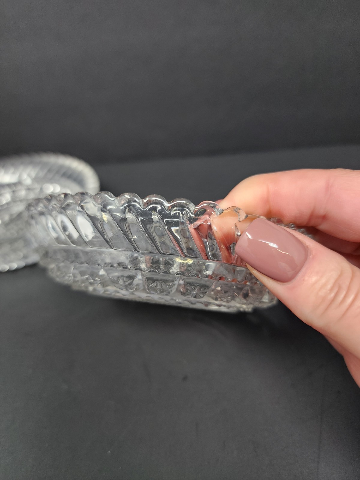 Set Of 2 Vintage Lead Crystal Fostoria Virginia Clear Glass Saucer Dish 4.75″
