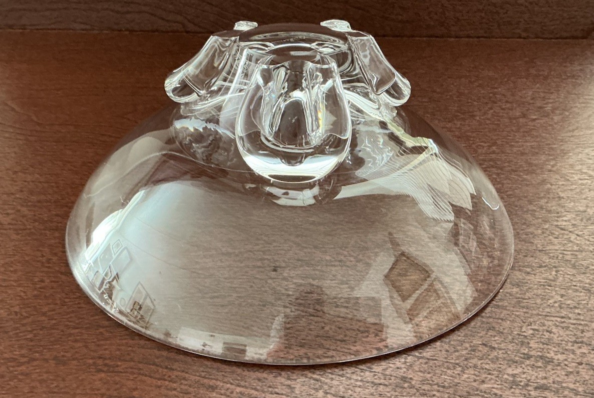STEUBEN ~ FLORET 7 7/8” CRYSTAL FOOTED BOWL ~ DONALD POLLARD DESIGN ~ CA. 1950’S