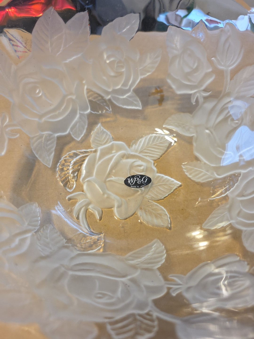 WP&G Made In Japan Flower Crystal Glass Floral Bowl