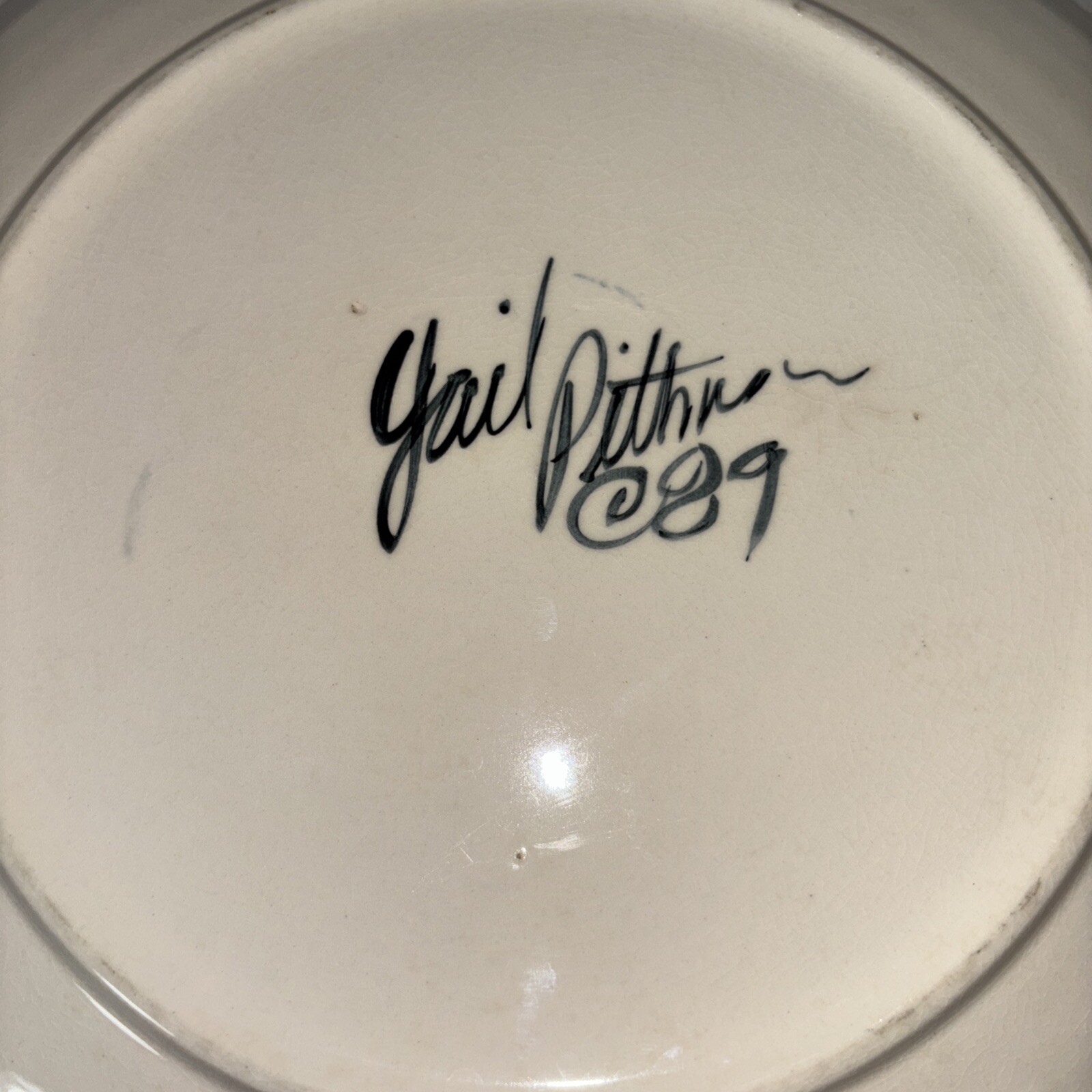 Gail Pittman Maypop 11” Dinner Plate 1989 signed-4- has Crazing See Picture