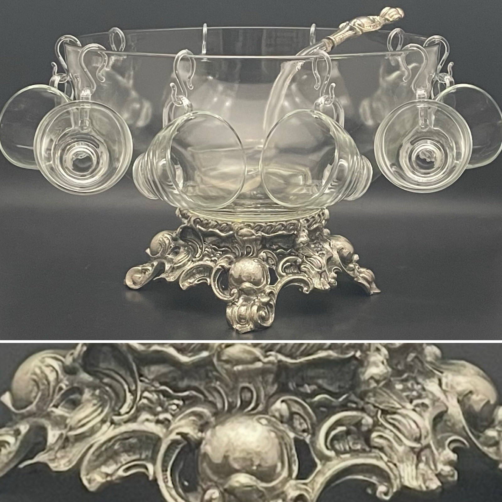 Pitman-Dreitzer 1545 Colony 23 Piece Silver Elegance Punch Bowl Set c1960s USA