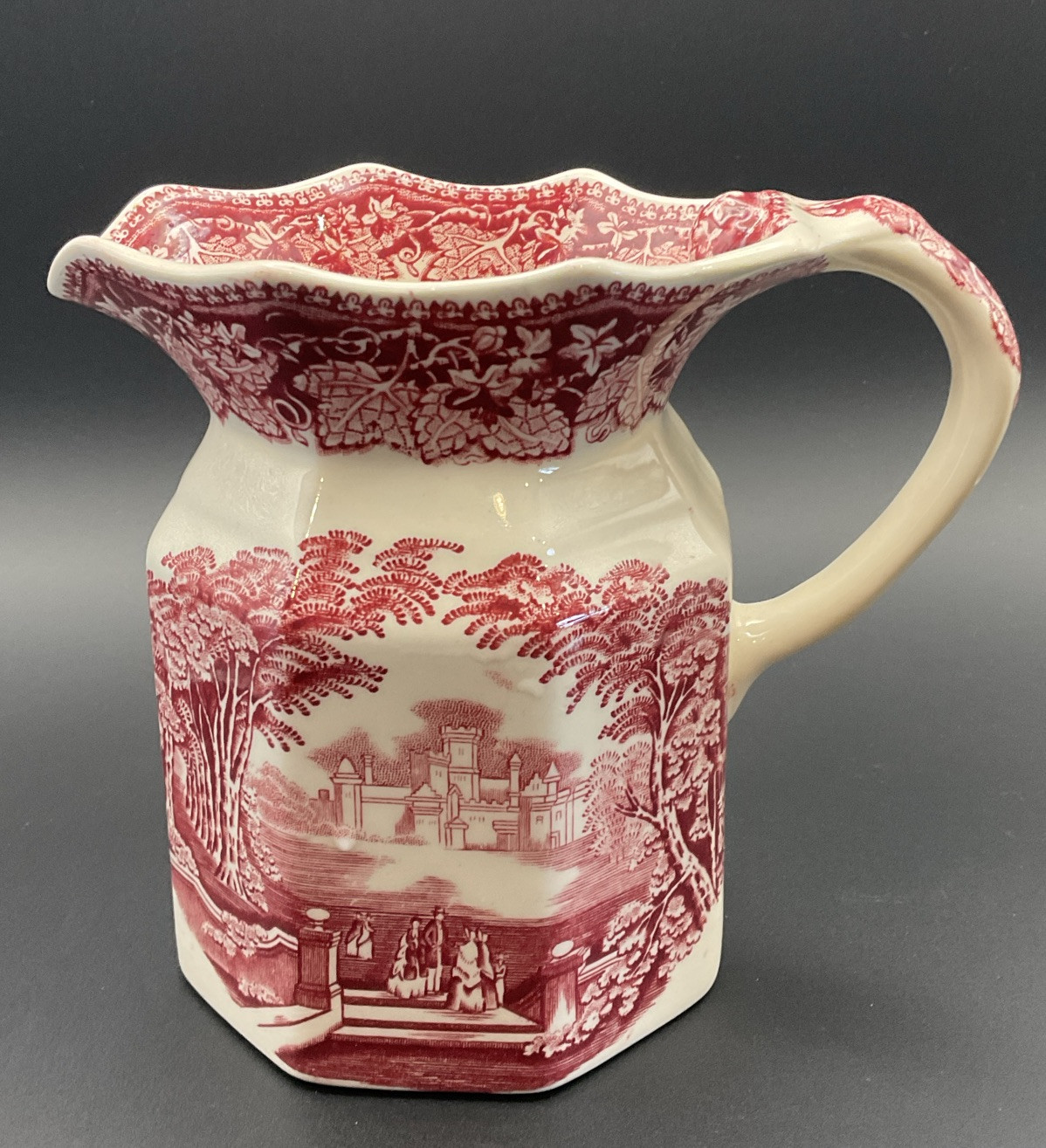 VTG Mason’s Ironstone Vista England Jug Pitcher Pink Red 5 1/2 Inches
