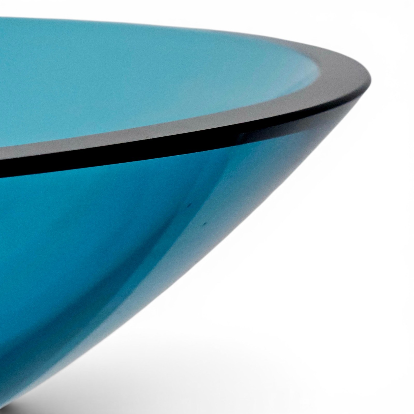 Stephen Schlanser Eclipse Bowl Signed 1992 Aqua Art Glass Centerpiece 16″ Mint