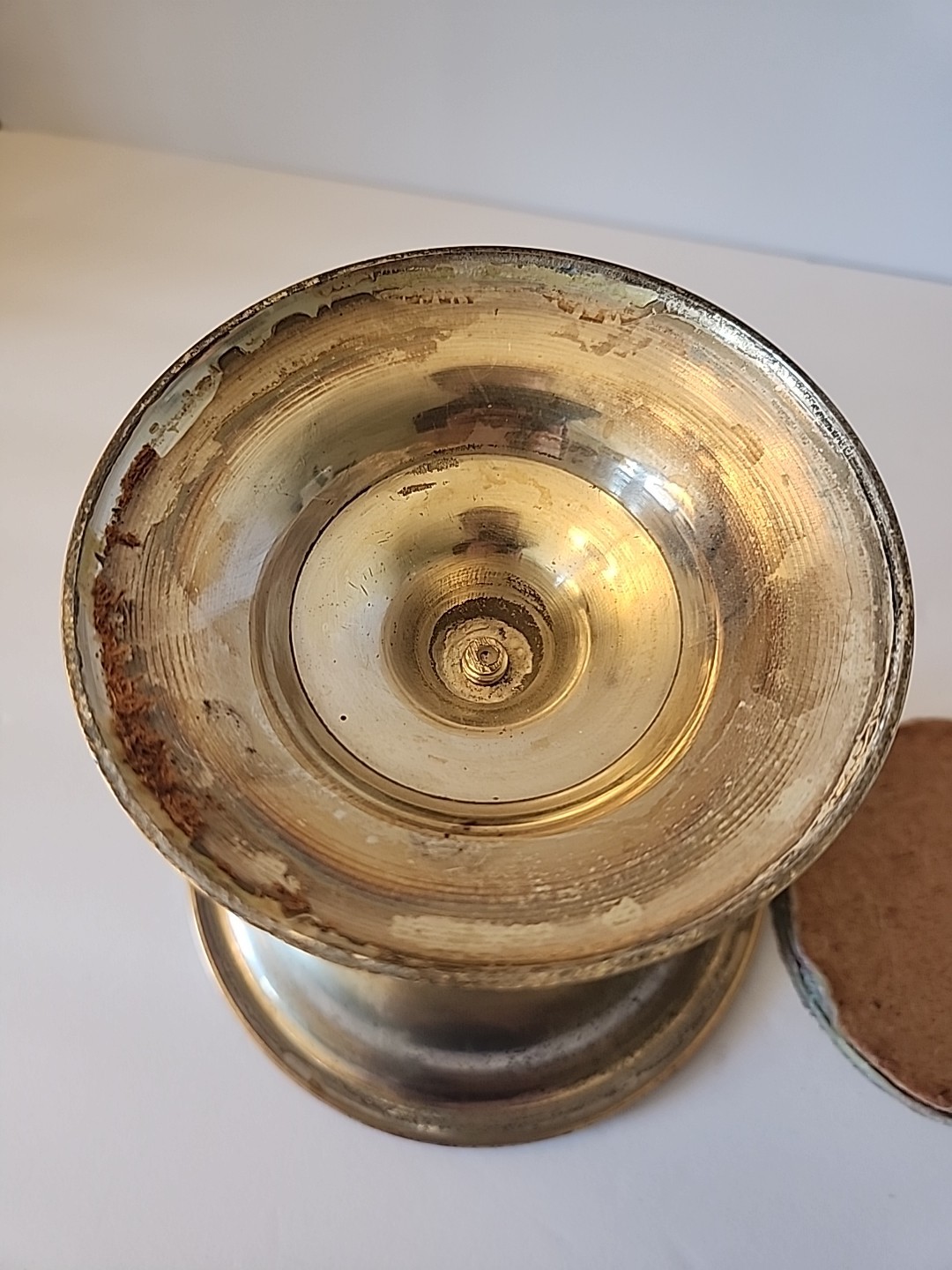 Antique Art Deco Ice Cream Cup Pedestal Candy Candle Server Holder India Metal