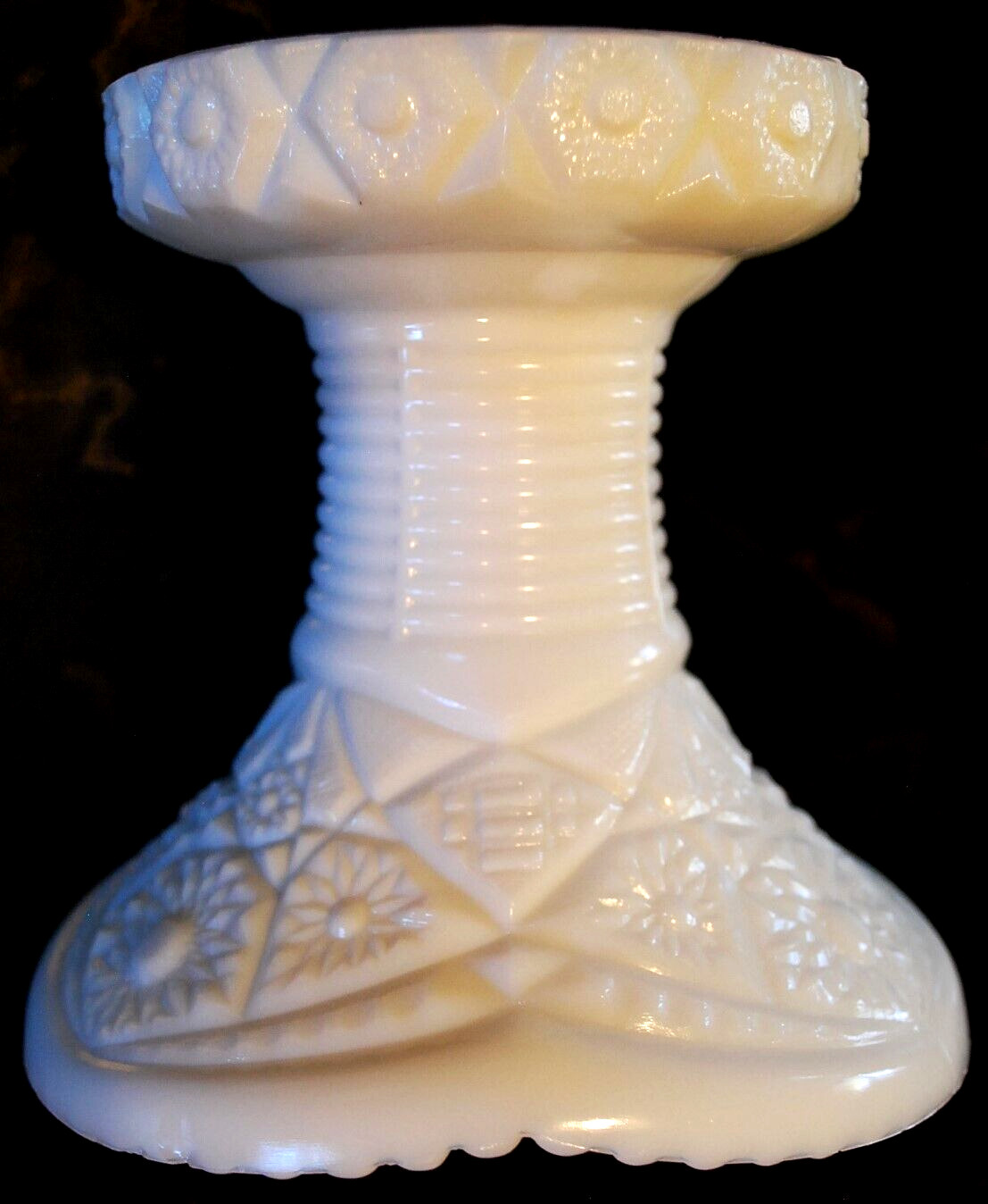 Vtg 1930s McKee THE CONCORD White Milk Glass PUNCH BOWL & PEDESTAL BASE SET 13″