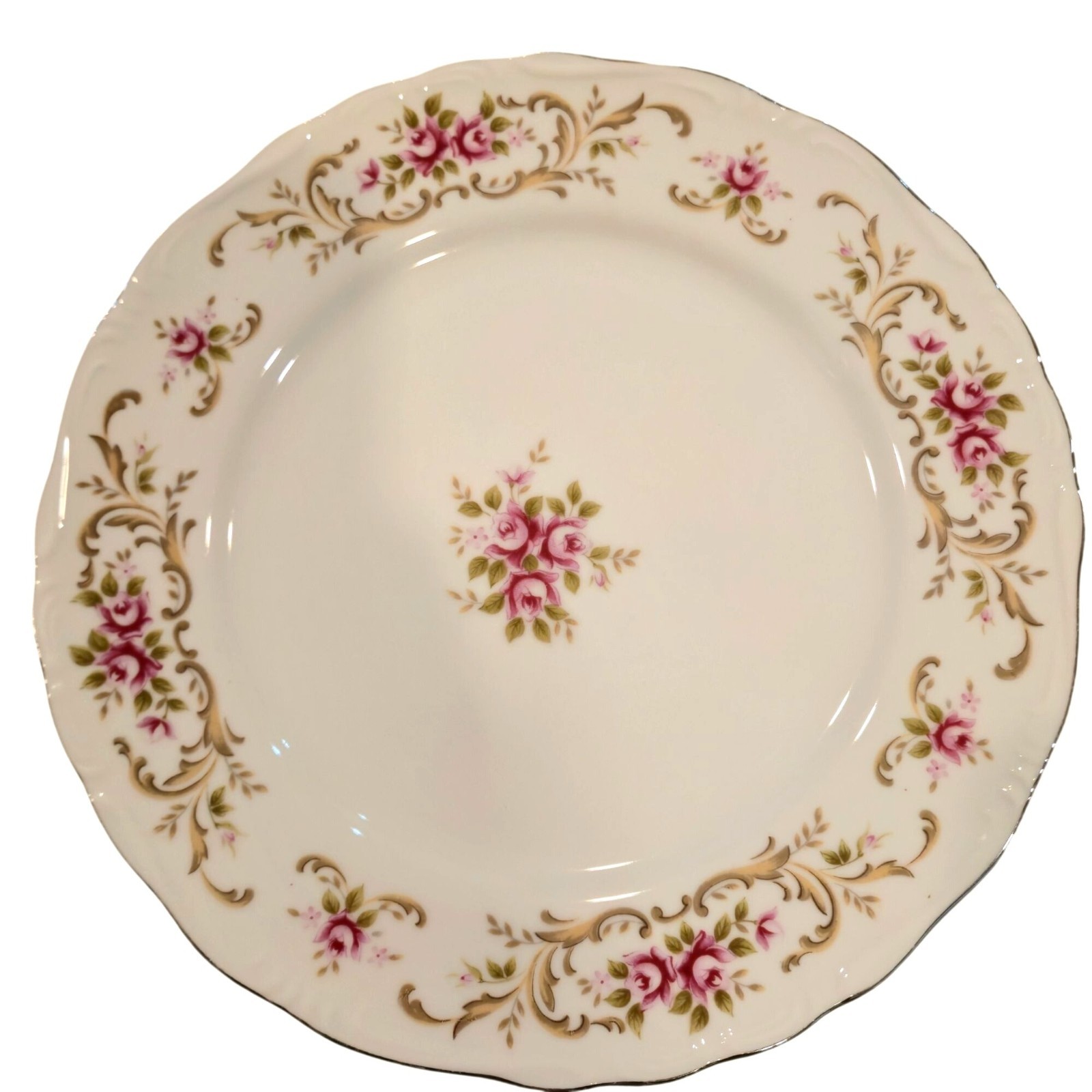 Style House Rose Baroque Dinner Plates Vintage Floral Porcelain Set 4 Pink Roses