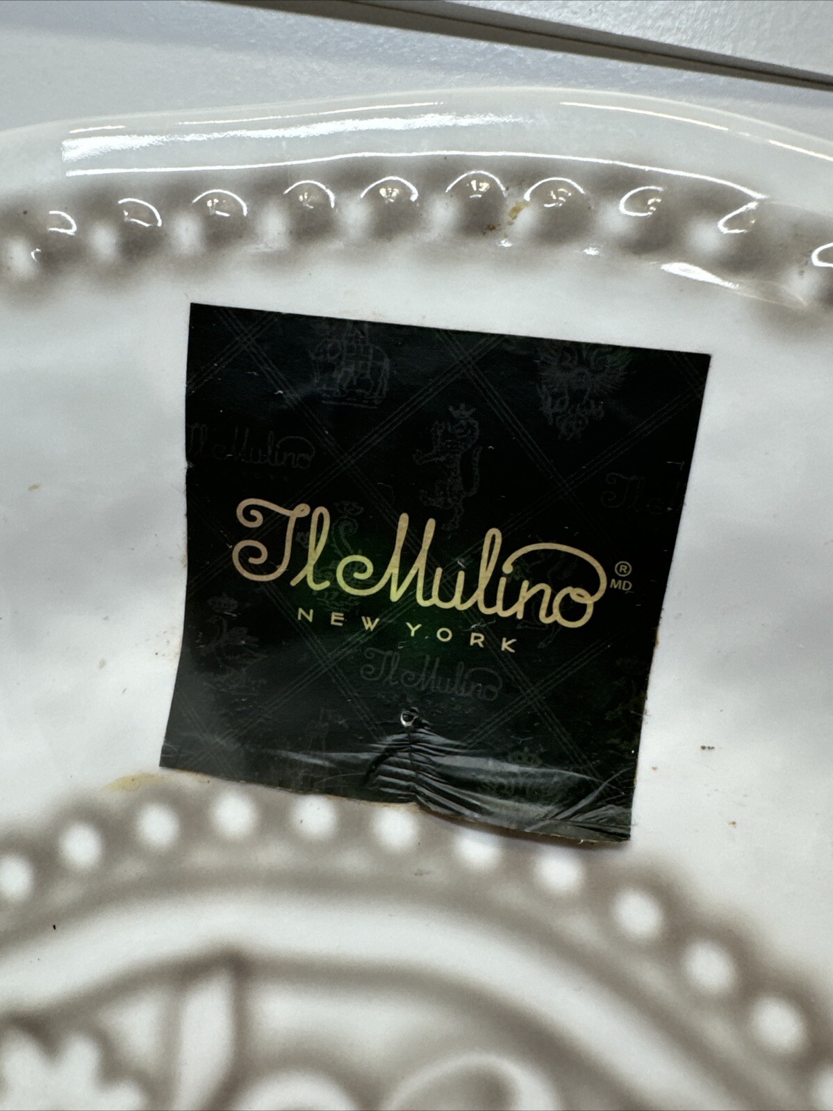Large Round Melamine Mulino Serving Platter 12 1/2 Inches Wide.