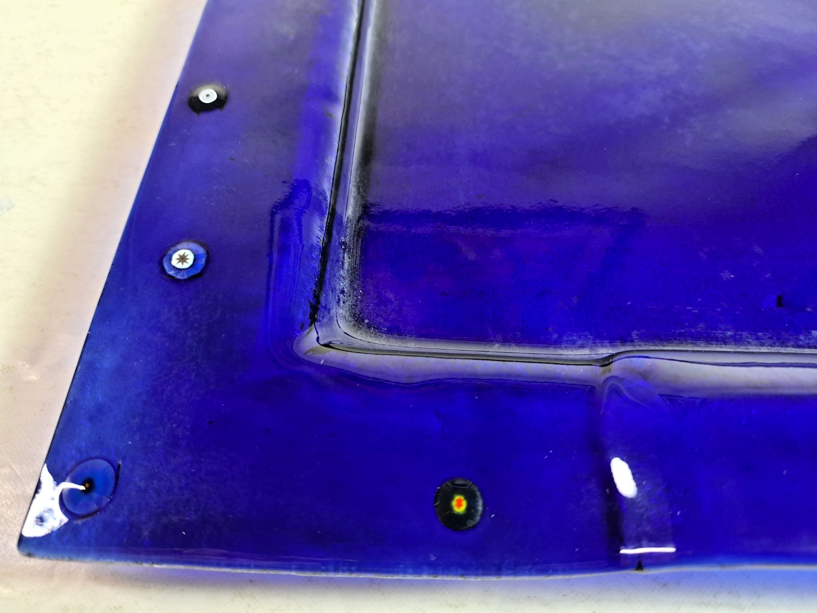 Vintage Cobalt Blue Murano Glass Serving Tray, 11.5″x15.5