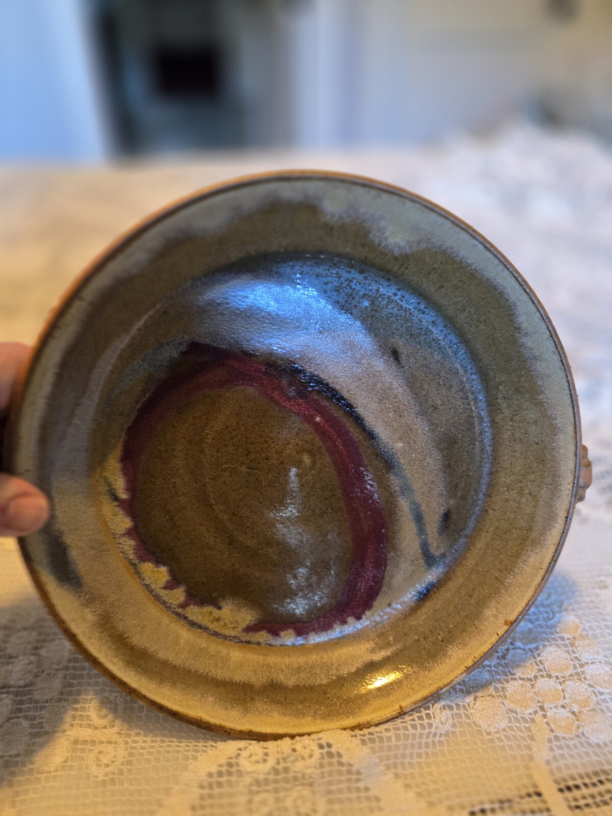 Hand Thrown Studio Pottery Dripped Glazed Pie Plate 10 Inch