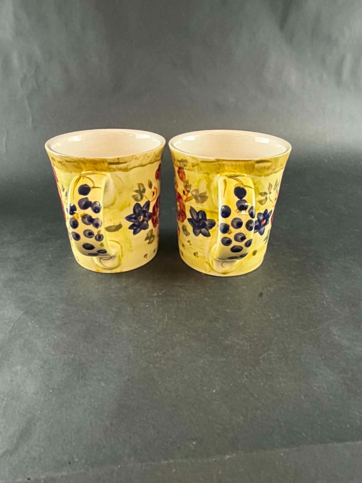 Vintage Alco Industries Cranberry Pattern Coffee Mugs-Rare Find