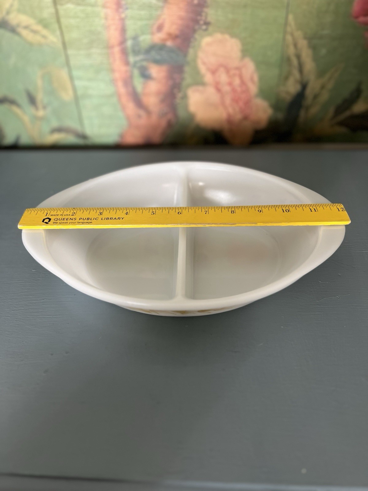 Vtg GlasBake Divided Casserole Dish J-239 Milk Glass USA