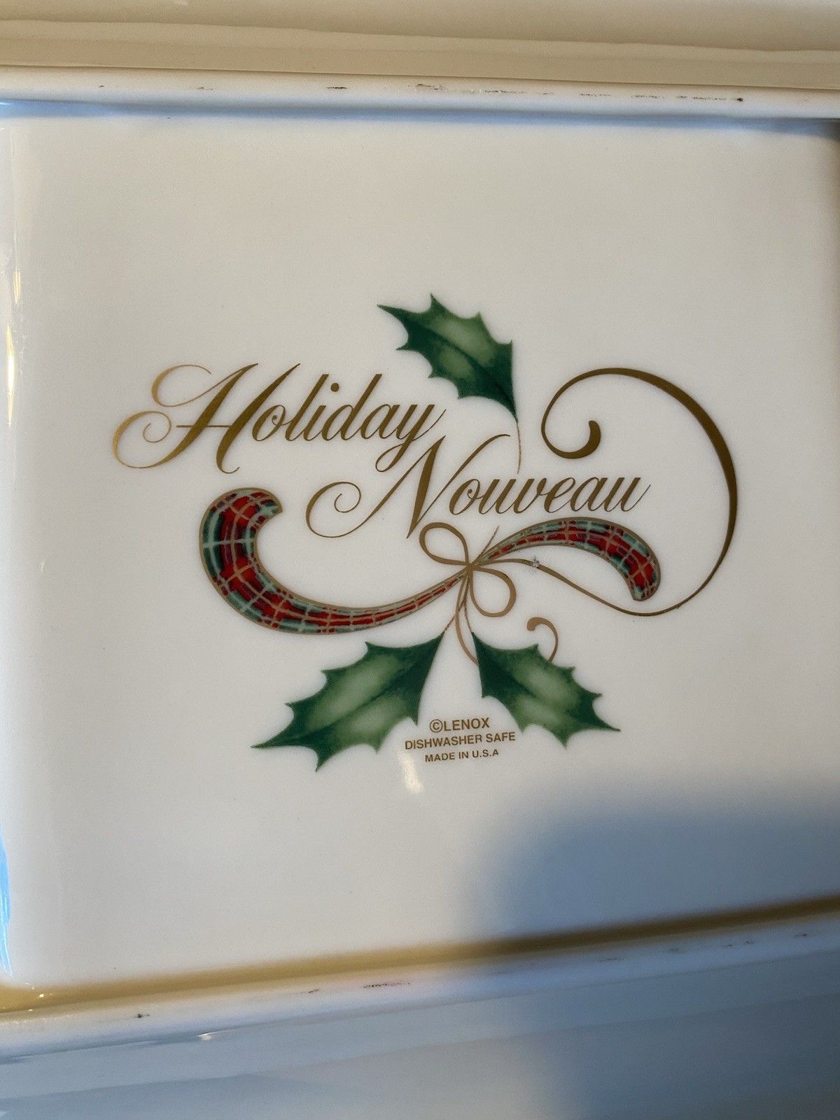 LENOX HOLIDAY NOUVEAU GOLD ONE DIVIDED APPETIZER TRAY/ PLATTER 16”