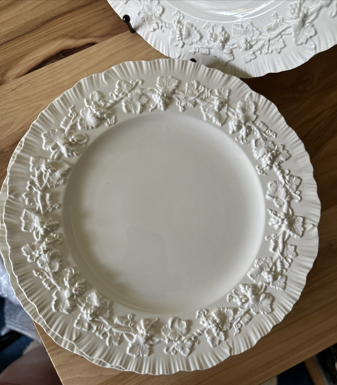 Wedgwood Queensware Cream on Cream Embossed Grape Vine Dinner Plate SET of 4
