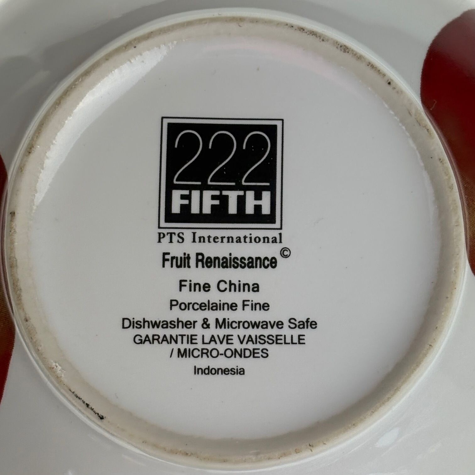 222 Fifth Fruit Renaissance Fine China Cereal Bowls Set 7 Peach Apple Pear Plum