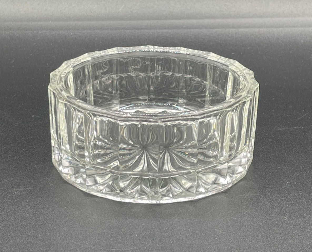 KIG Indonesia, Geometric Pattern w/Sunburst Clear Glass Candy or Trinket Dish