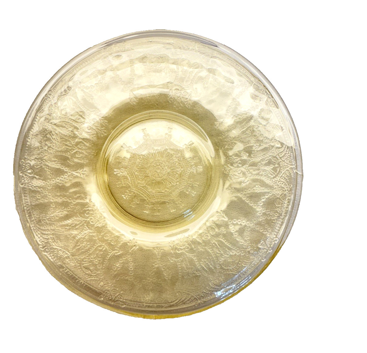 VTG Anchor Hocking Yellow Depression Glass Cameo Ballerina 6″ Saucer Set of 3