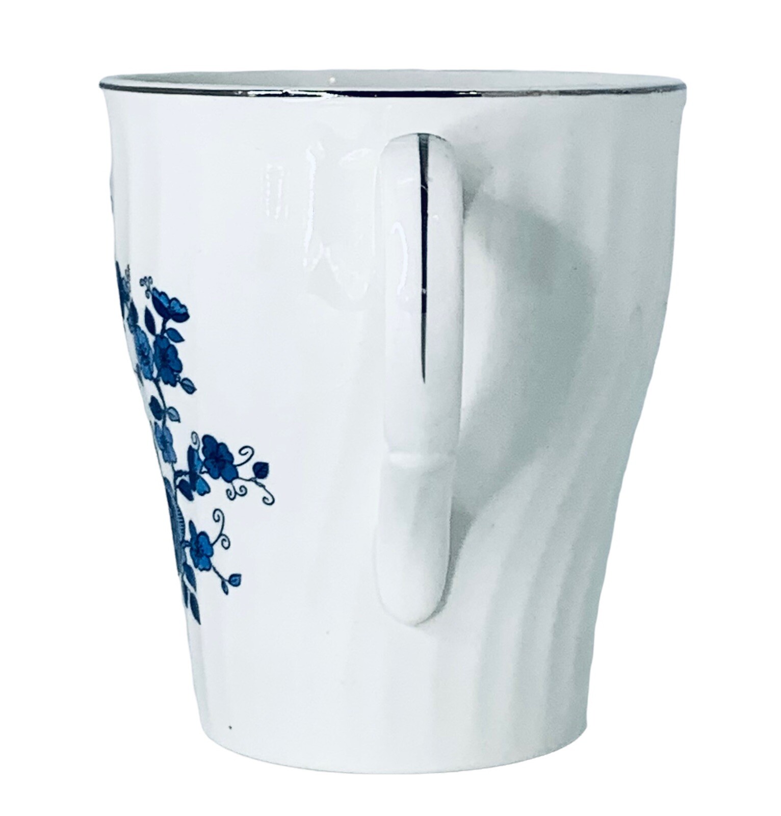Wedgwood & Co LTD ROYAL BLUE Floral Swirl White Ironstone Mug England