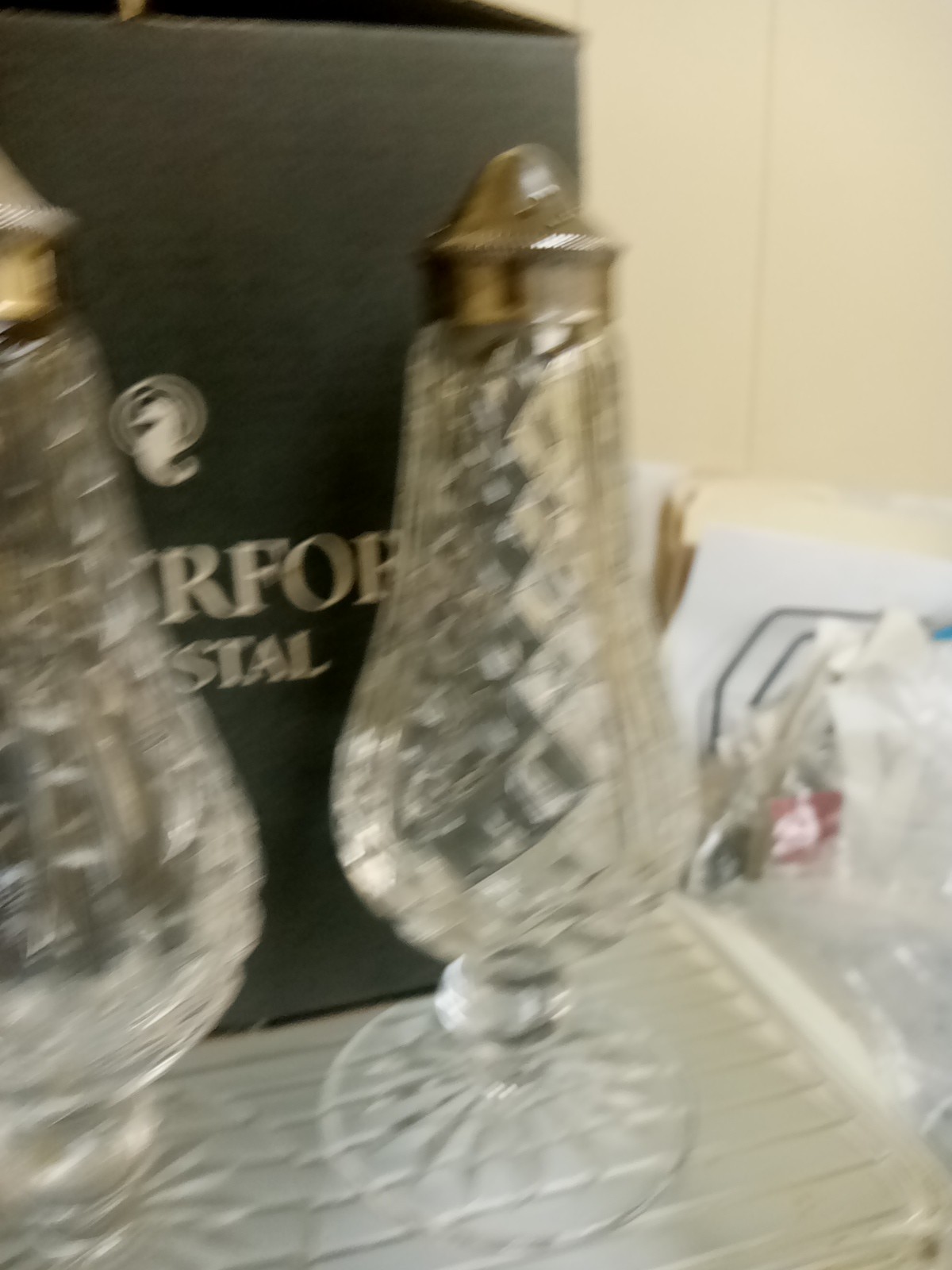 Waterford Crystal 6 1/4″ Salt & Pepper Shakers New In Box