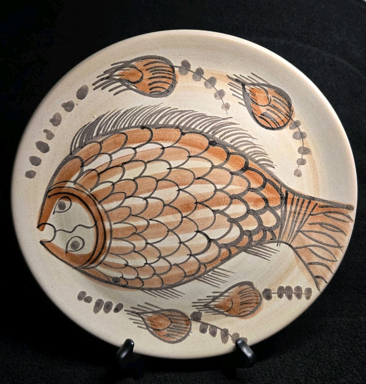 Vintage TENH Greek Pottery Fish Wall Plates Set of 3 Hand Painted 11″